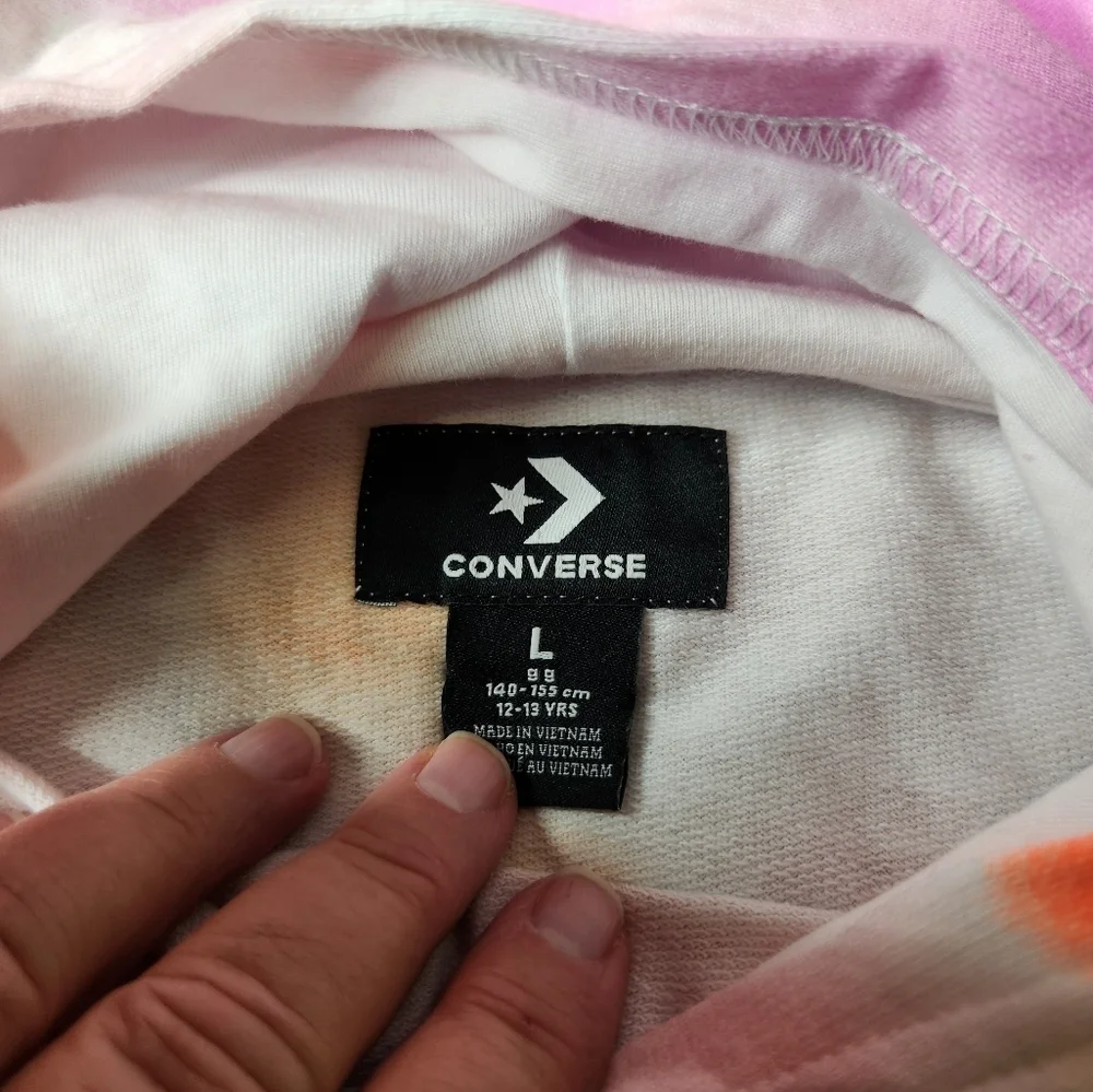 Converse L Girl's All Over Print Tie-Dye Boxy Hoodie (Big Kids) Size L